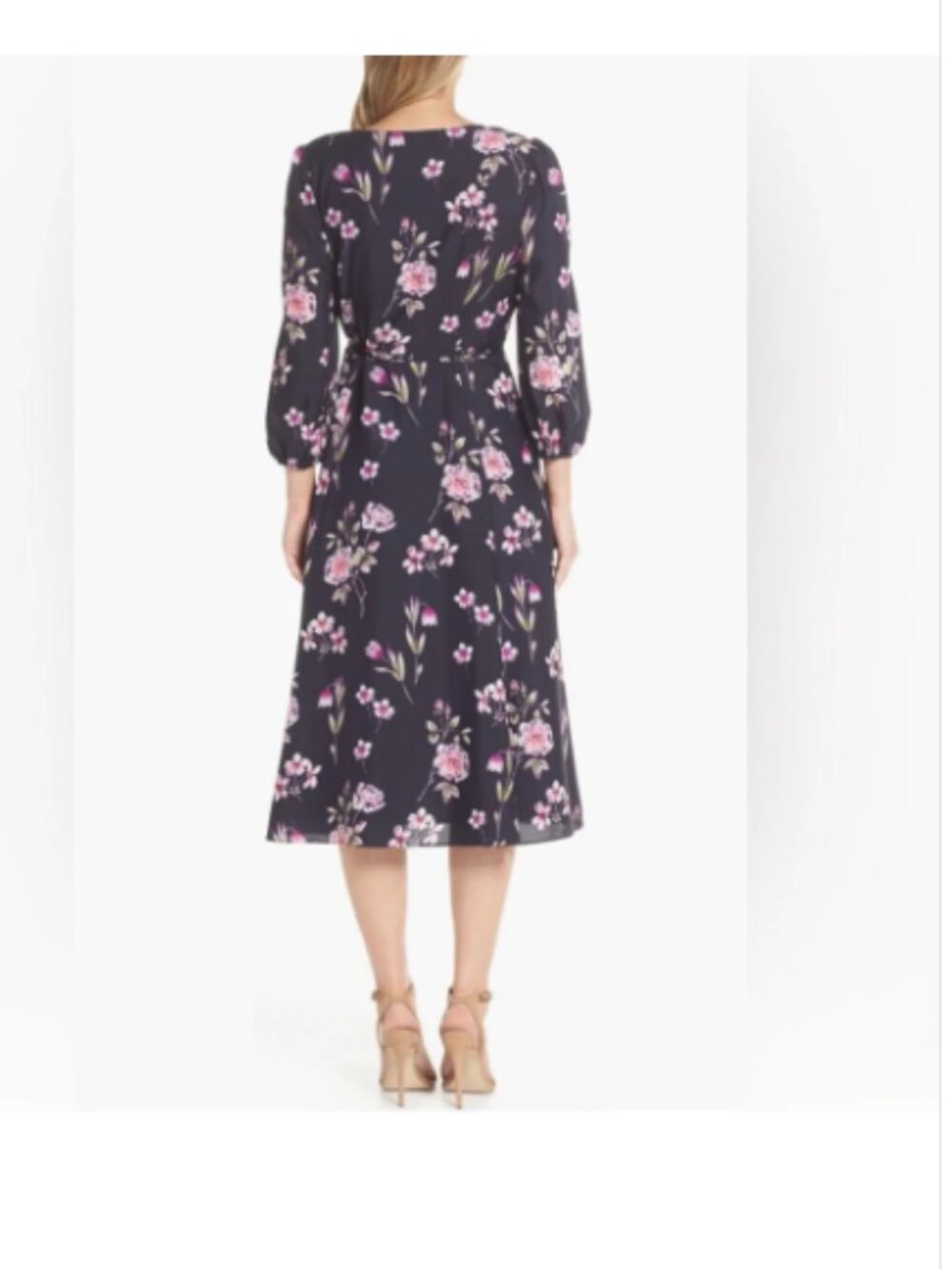 Eliza J Navy Floral Print Wrap Dress size 2 - Picture 3 of 12